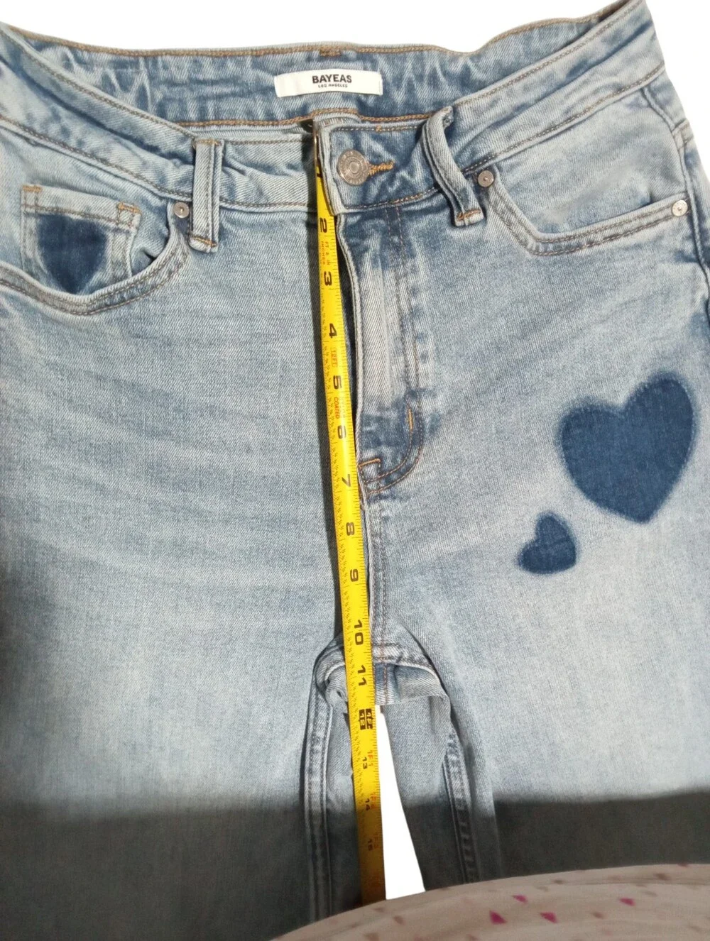 NEW BAYEAS Rosalind Heart Detail High Rise Barrel Jeans Women’s Size 26 - Picture 5 of 7